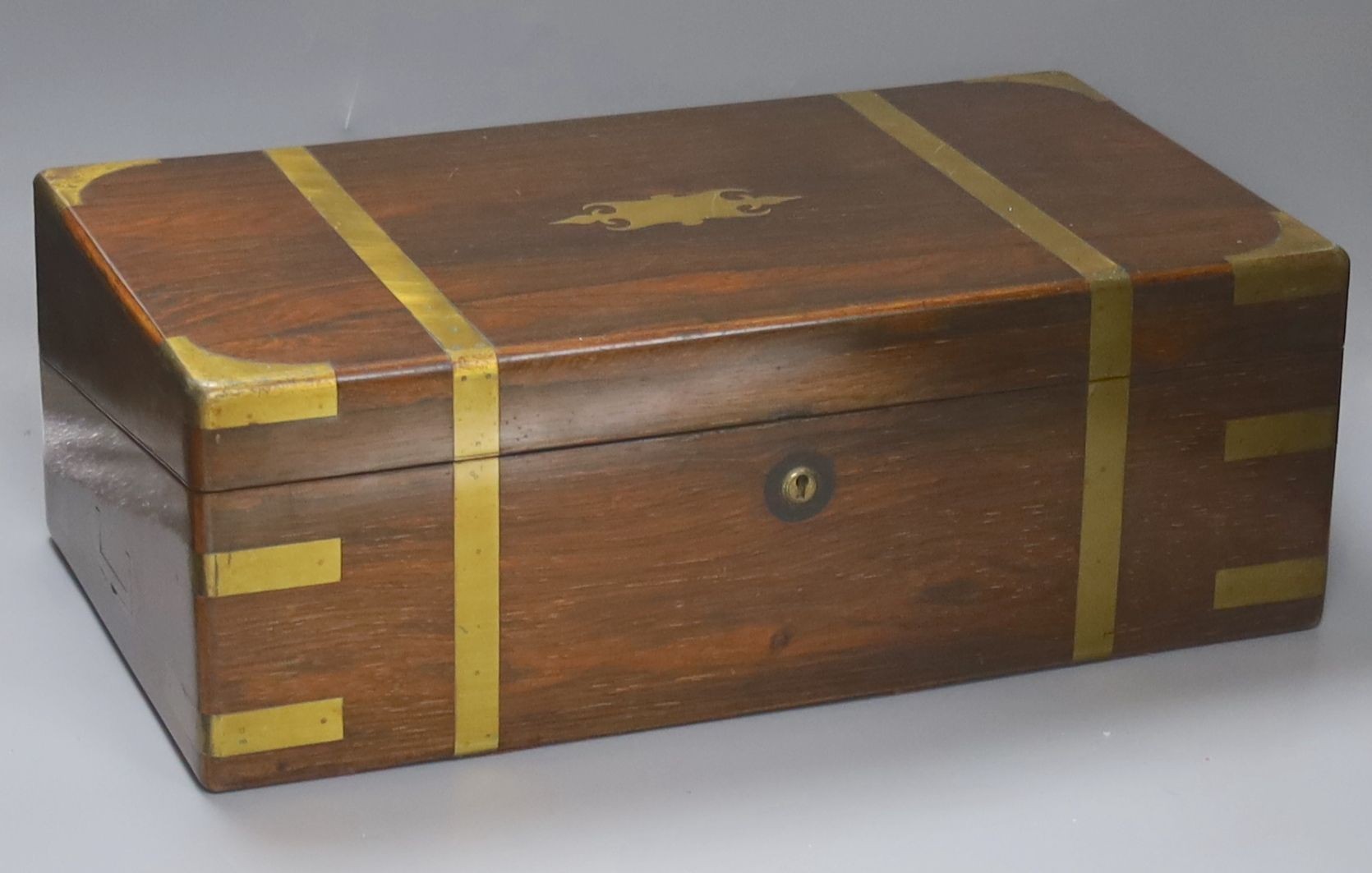 A Victorian brass bound rosewood writing slope 46cm